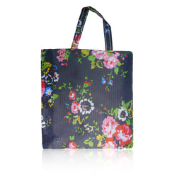 Vintage Flowers Foldaway Shopper Bag - Navy image 1