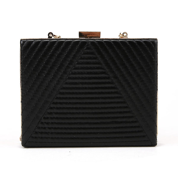 Arrow Stitch Box Clutch - Black image 1