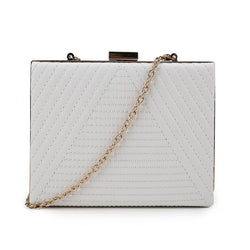 Arrow Stitch Box Clutch - White image 1