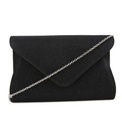Large Glittery Envelope Clutch - Black image 1