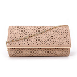 Laser Cut Diamond Pattern Evening Bag - Natural image 1