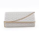 Laser Cut Diamond Pattern Evening Bag - White image 1
