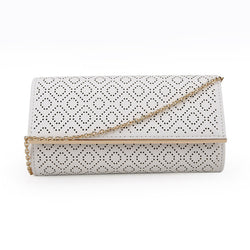 Laser Cut Diamond Pattern Evening Bag - White image 1
