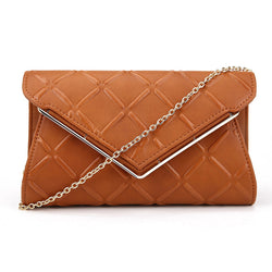 Embossed Cross Hatch Clutch - Brown image 1