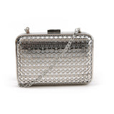 Geometric Floral Embossed Clutch - Silver image 1