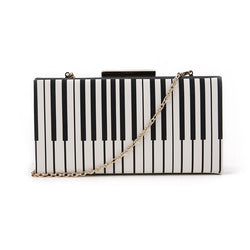 Piano Pattern Clutch - Black/White image 1