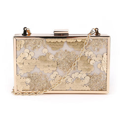 Sequin Box Clutch - Gold image 1