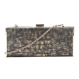 Metallic Mock Croc Clutch - Gold image 1