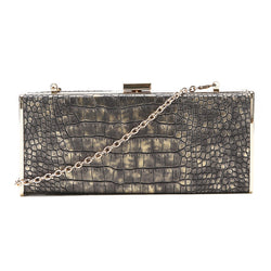 Metallic Mock Croc Clutch - Gold image 1