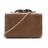 Vintage Style Mock Croc Clutch - Brown image 1