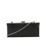 Metallic Mock Croc Clutch - Black image 1