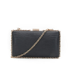 Chain Edge Croc Clutch - Black image 1