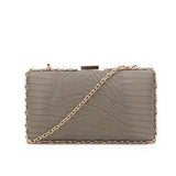 Chain Edge Croc Clutch - Brown image 1