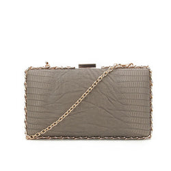 Chain Edge Croc Clutch - Brown image 1