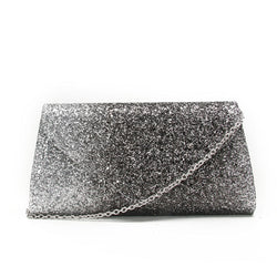 Glitter Envelope Clutch - Silver/Black image 1