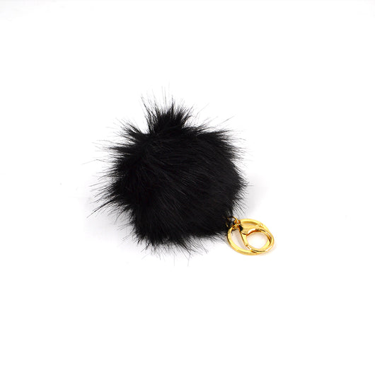 Plain Long Fur Pom Pom - Black image 1