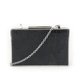 Box Mock Croc Evening Bag - Black image 1