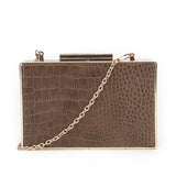 Box Mock Croc Evening Bag - Brown image 1