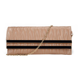 Double Bar Quilted Clutch - Brown image 1