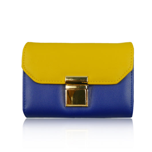 Contrast Ladies Wallet Short - Yellow & Blue image 1