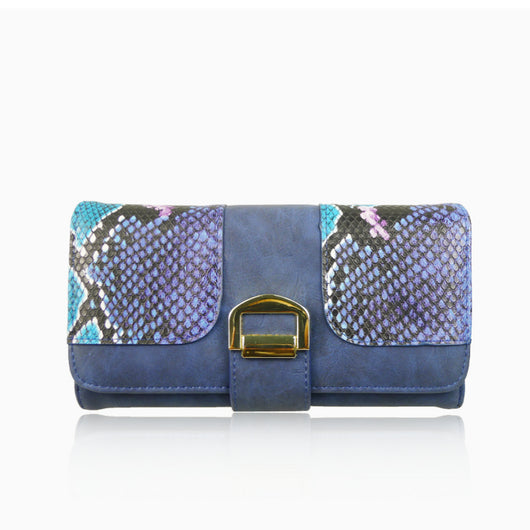 Faux Snake Buckle Purse - Navy Blue image 1