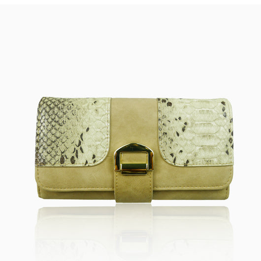 Faux Snake Buckle Purse - Khaki image 1