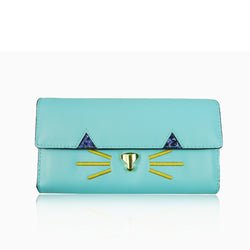Kitty Face Purse Long - Light Blue image 1