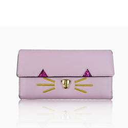 Kitty Face Purse Long - Lilac image 1