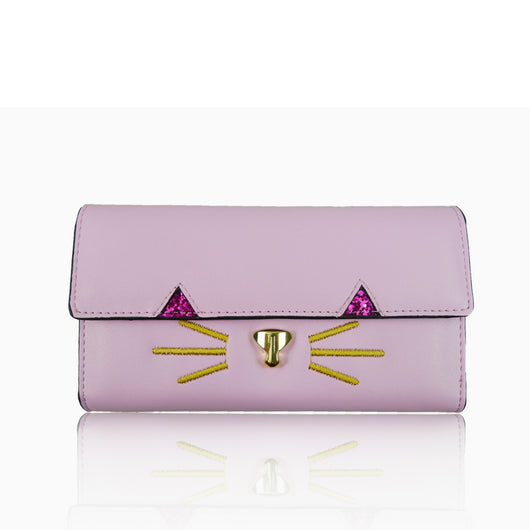 Kitty Face Purse Long - Lilac image 1