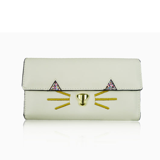 Kitty Face Purse Long - White image 1