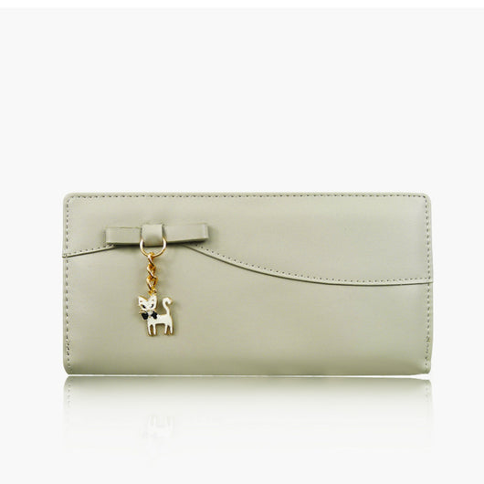 Kitty Charm Purse Long - Light Grey image 1