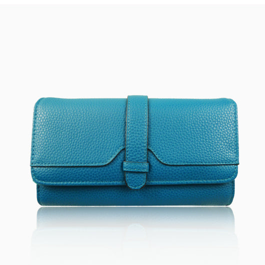 Textured Faux Leather Ladies Wallet - Aqua image 1