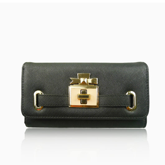 Centre Clasp Purse - Black image 1