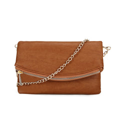 Zip Rounded Evening Bag - Tan image 1