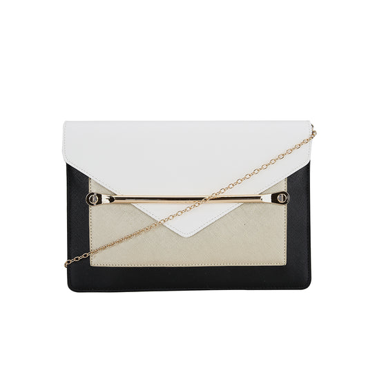 Bar Closure Envelope Bag - White/Black/Gold image 1