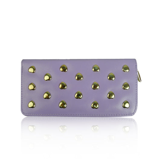 Heart Studded Wallet - Light Purple image 1