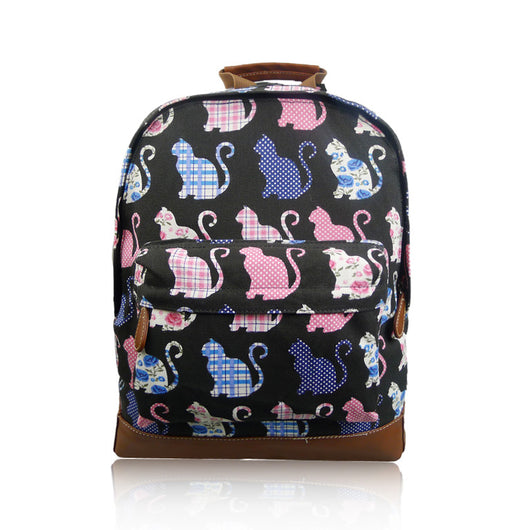 Kitty Pattern Print Rucksack - Black image 1