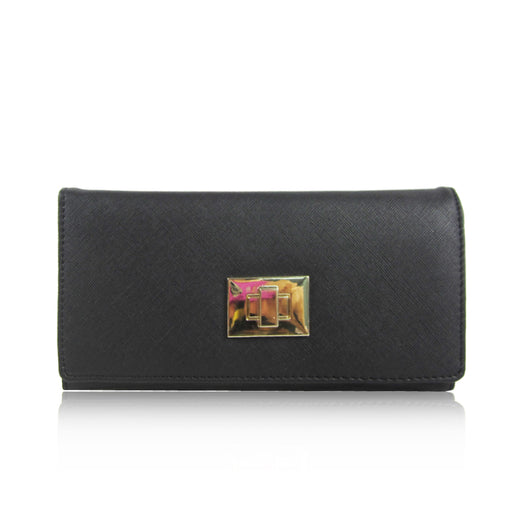 Square Turn Clasp Long Purse - Black image 1