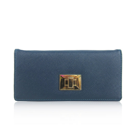 Square Turn Clasp Long Purse - Blue image 1