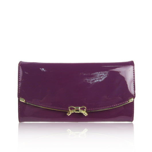 Patent Bow Purse - Purple image 1