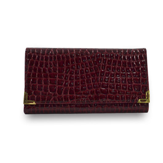Patent Faux Croc Foldover Purse/Wallet image 1
