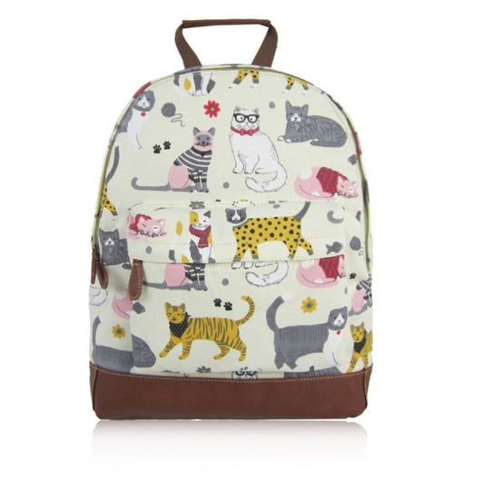 Mixed Cat Print Rucksack - Beige image 1