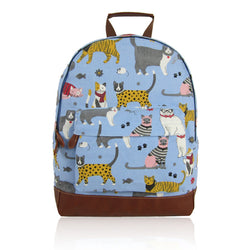 Mixed Cat Print Rucksack - Light Blue image 1