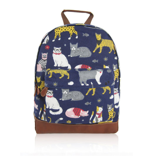 Mixed Cat Print Rucksack - Dark Blue image 1
