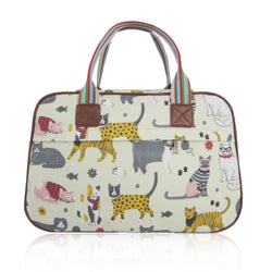 Mixed Cat Overnight Bag - Beige image 1