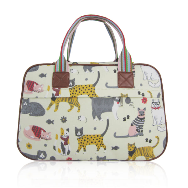 Mixed Cat Overnight Bag - Beige image 1