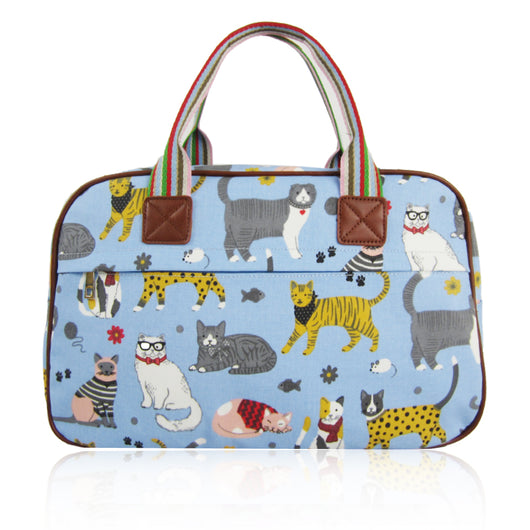 Mixed Cat Overnight Bag - Light Blue image 1