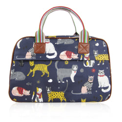 Mixed Cat Overnight Bag - Dark Blue image 1