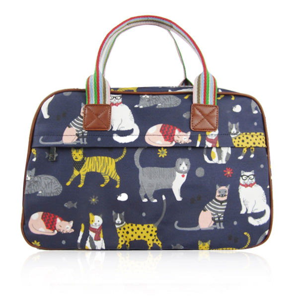 Mixed Cat Overnight Bag - Dark Blue image 1