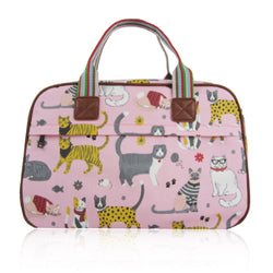 Mixed Cat Overnight Bag - Pink image 1